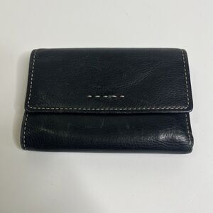 Fossil Women’s Black Leather Trifold Wallet Snap Zip Vintage 90s